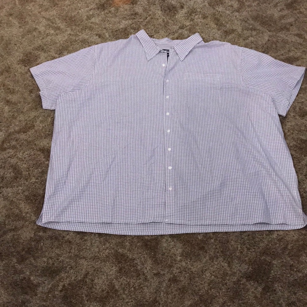 Purple Gingham Short Sleeve Button-Down